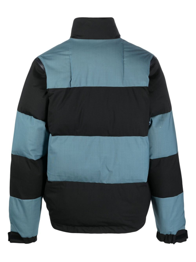 Shop Sunnei Striped Puffer Jacket In Blue