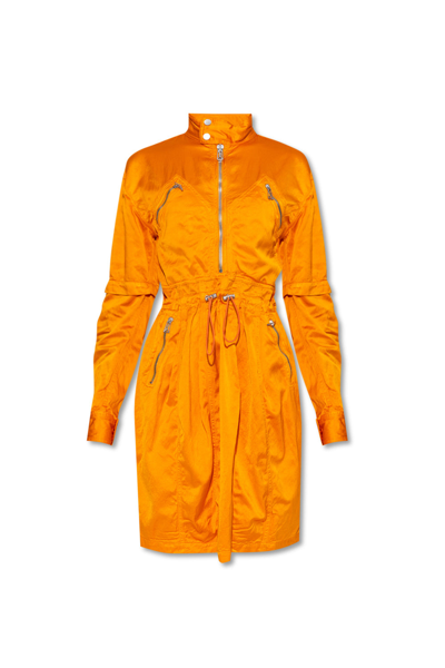 Bottega Veneta Zip Detail Long Sleeve Fluid Satin Dress In Standard