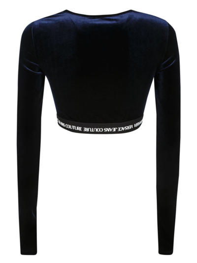 Shop Versace Jeans Couture Logo Hem Cropped Jumper In 259