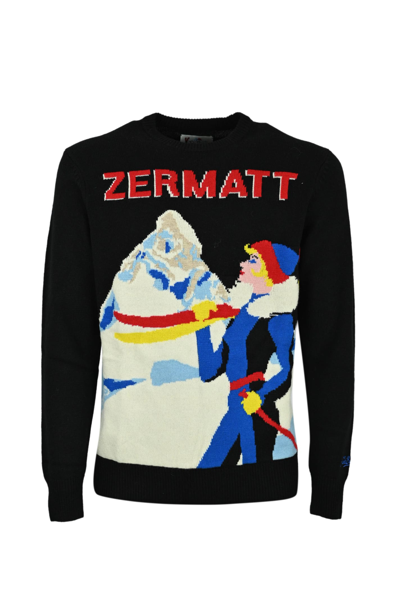 Shop Mc2 Saint Barth Zermatt Postcard Sweater In Nero