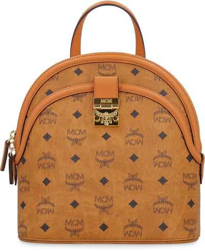 Shop Mcm Anna Visetos Backpack In Saddle Brown