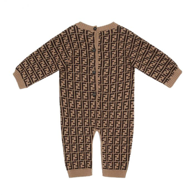 Shop Fendi Jumpsuit With Logo In Brown