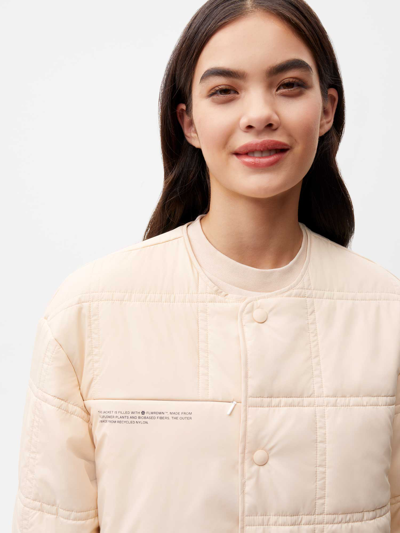 Shop Pangaia Flower-warmth Quilted Collarless Jacket In Sand