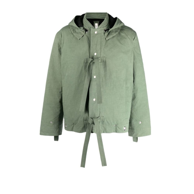 Shop Craig Green Green Tie-detailing Hooded Jacket