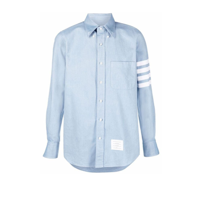 Shop Thom Browne 4-bar Stripe Cotton Shirt - Men's - Cotton In Blue