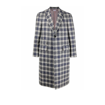 Shop Thom Browne Tartan Wool Coat - Men's - Wool In Grey