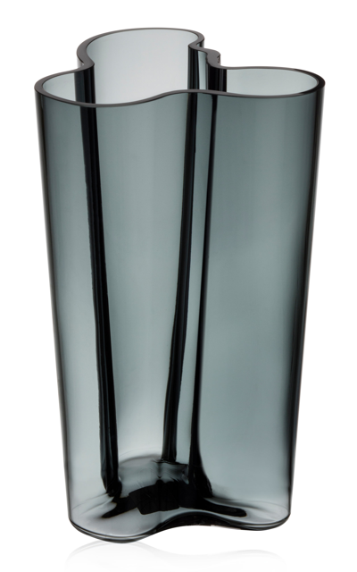 Shop Iittala Aalto Finlandia Glass Vase In Grey