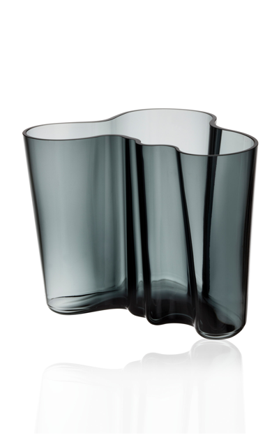 Shop Iittala Aalto Glass Vase In Grey