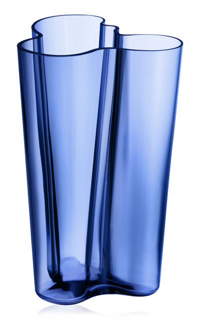 Shop Iittala Aalto Glass Vase In Blue