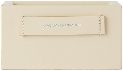 Shop Kvadrat/raf Simons Off-white Small Leather Accessory Box In 1511 Off White