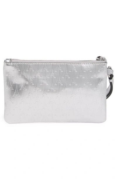 Shop Karl Lagerfeld Paris Embossed Wristlet In Silver