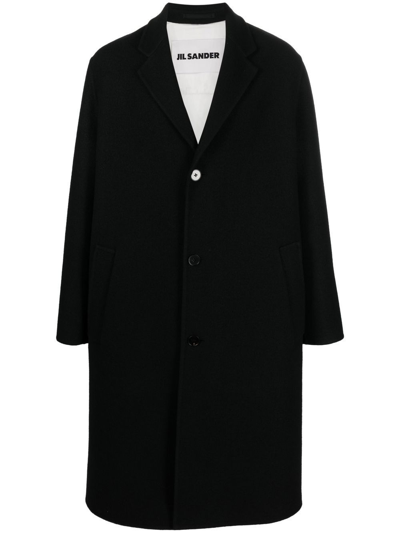 Shop Jil Sander Single-breasted Mid-length Coat In Black