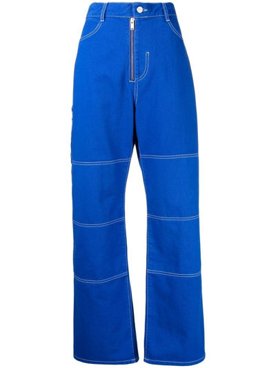 Shop Dion Lee Panelled Straight-leg Cut Jeans In Blue