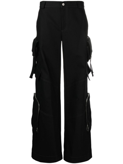 Shop Dion Lee Straight-leg Cargo Trousers In Black