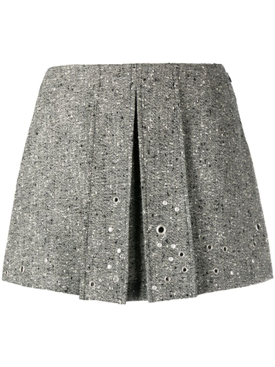 Shop Durazzi Milano Rivet-detail Pleated Mini Skirt In Grey