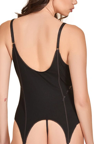 Hauty Rib Bustier & Panties Set In Black