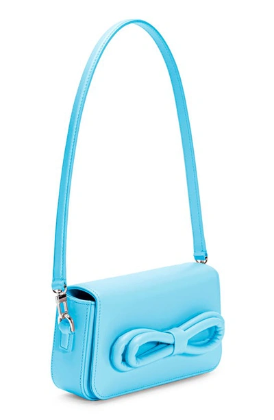 Shop Mach & Mach Puffer Bow Leather Shoulder Bag In Sky Blue