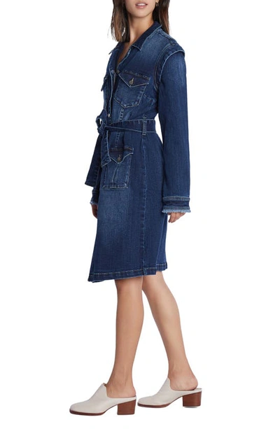 Shop Wash Lab Denim Road Trip Long Sleeve Denim Dress In Soft Blue