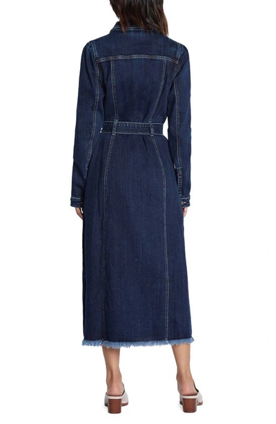 Wash Lab Denim Long Sleeve Denim Shirtdress In Sea Blue