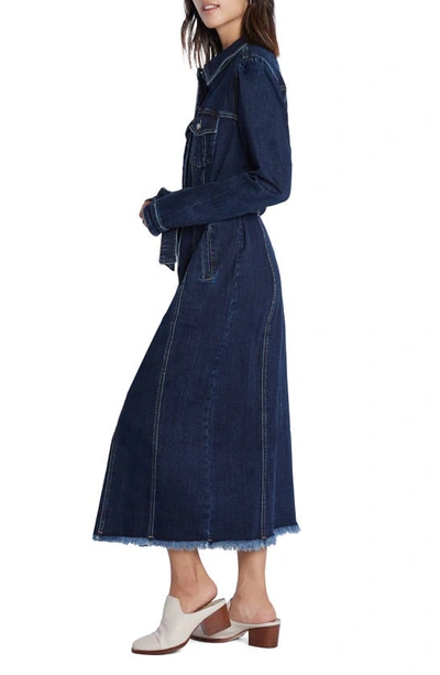Wash Lab Denim Long Sleeve Denim Shirtdress In Sea Blue