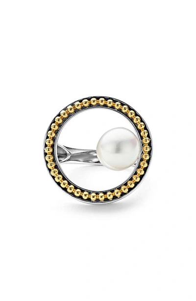 Shop Lagos Pearl Circle Ring In Silver Gold Pearl