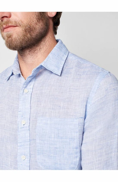 Shop Faherty Laguna Linen Button-up Shirt In Light Blue Melange