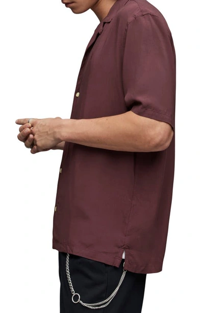 Shop Allsaints Venice Relaxed Fit Short Sleeve Button-up Camp Shirt In Beaujolais Red