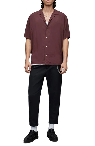 Shop Allsaints Venice Relaxed Fit Short Sleeve Button-up Camp Shirt In Beaujolais Red