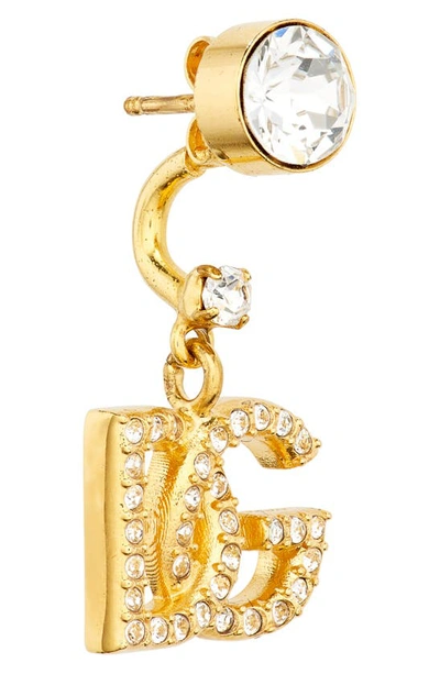 Shop Dolce & Gabbana Dg Crystal Logo Drop Back Earrings In Oro