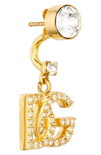 Dolce & Gabbana Crystal Dg Drop Earrings In Oro