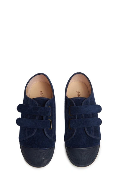 Shop Childrenchic Fall Double Strap Sneaker In Navy