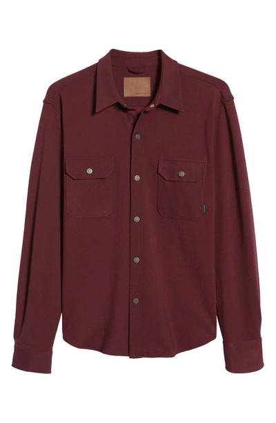 Shop Alton Lane Newbury Stretch Knit Button-up Shirt In Wine Herringbone