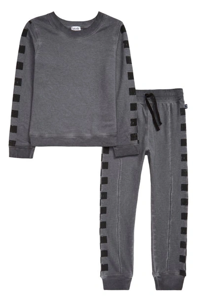 Shop Splendid Kids' Checkered Sweatshirt & Joggers In Shade
