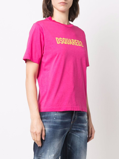 Shop Dsquared2 Technicolour Easy T-shirt <br> In Fuxia