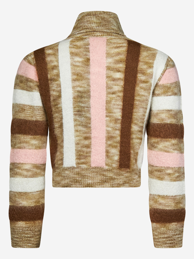 Dsquared2 Striped Crop Jumper In Beige