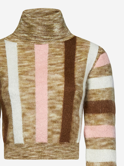 Dsquared2 Striped Crop Jumper In Beige