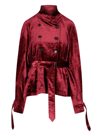 Shop Ann Demeulemeester Double-breasted Jacket In Rosso