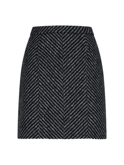 Shop Off-white Tweed Mini Skirt In Nero