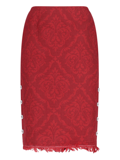 Shop Marine Serre Bed Cover Skirt In Rosso