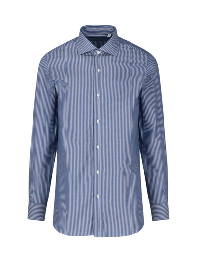 Shop Finamore Striped Shirt In Blu