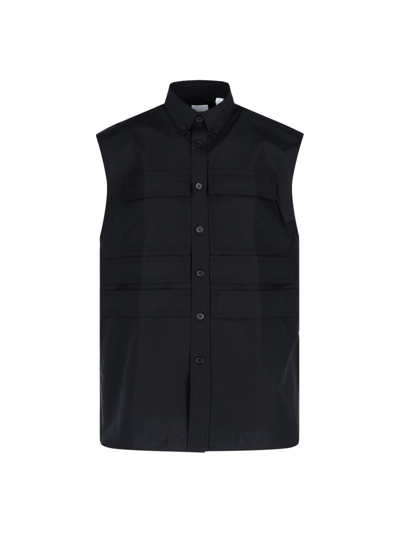 Shop Burberry Sleeveless Shirt In Nero