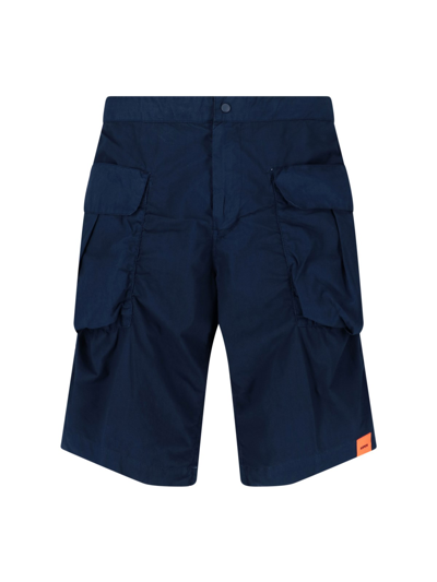 Shop Aspesi Cargo Bermuda Shorts In Blu