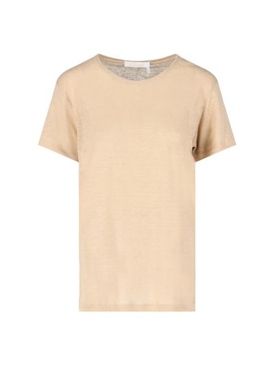 Shop Chloé Linen T-shirt In Beige