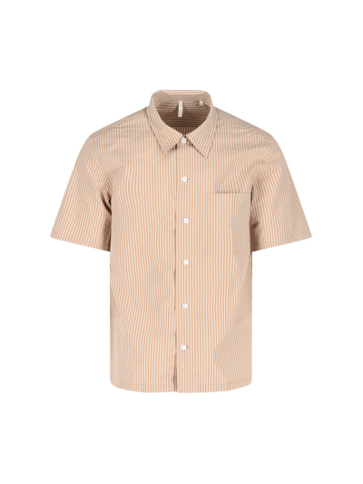 Shop Sunflower Short Sleeve Striped Shirt In Beige