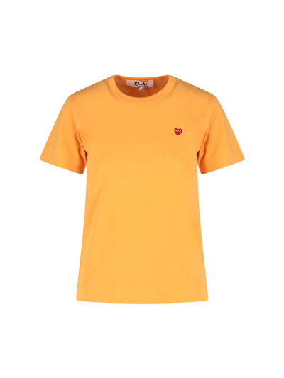 Shop Comme Des Garçons Play Logo T-shirt In Giallo