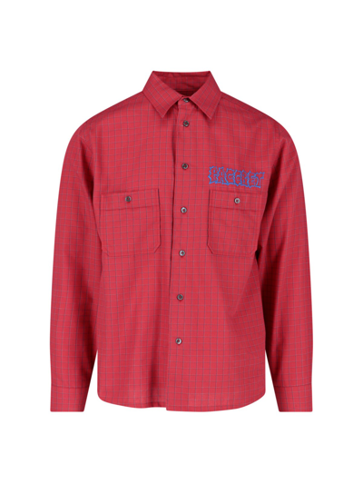 Shop Paccbet Logo Check Shirt In Rosso