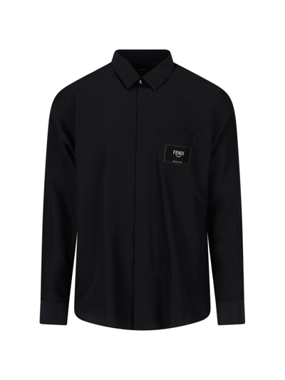 Shop Fendi Logo Shirt In Nero