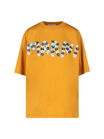 Shop Marni 'daisy' T-shirt In Arancione