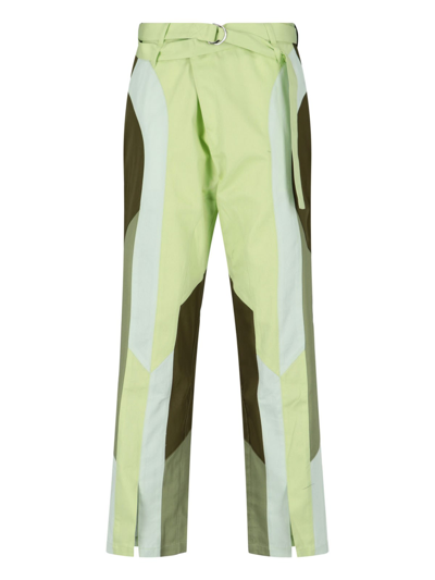 Shop Kiko Kostadinov Color Block Panel Trousers In Verde
