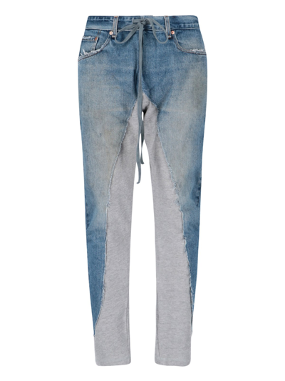 Shop Greg Lauren '50/50 Long Slim Lounge Pant' Jeans In Blu